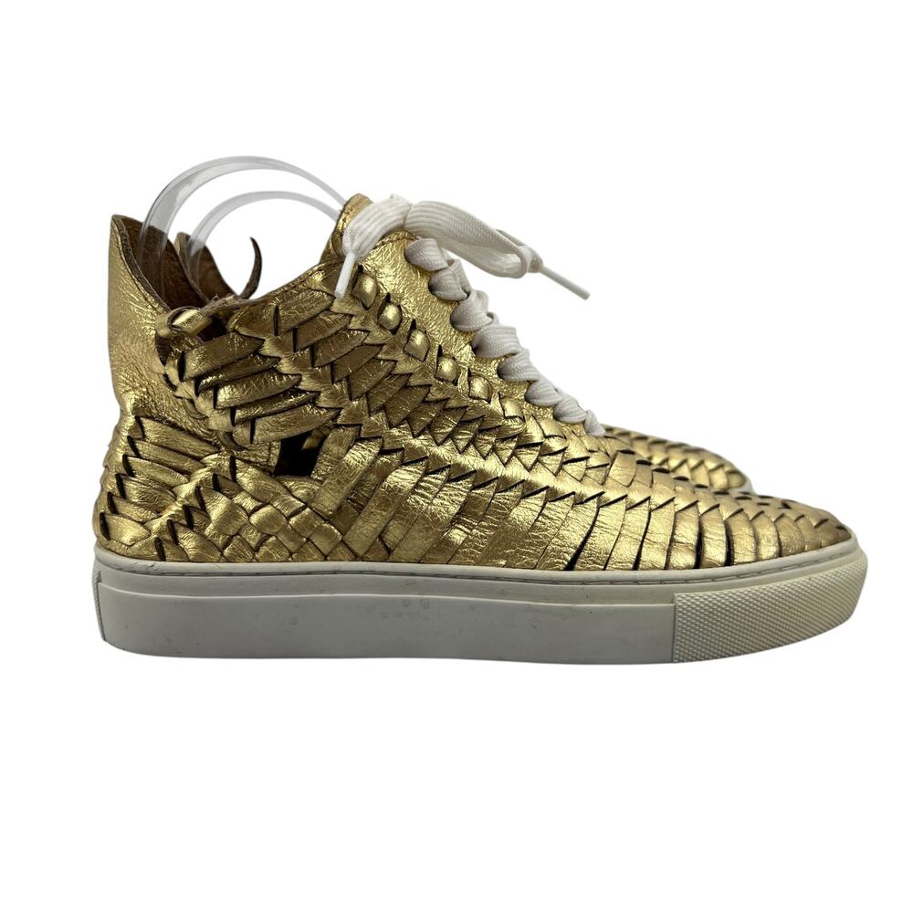 Grails By Marco Delli Womens 6 Shoes Gold Metallic High Top Lace Up Sneakers